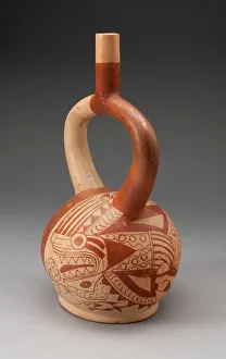 Stirrup Vessel Depicting an Anthropomorphic Composite Being, with Overpainting, 100 B.C Stirrup Vessel Depicting an Anthropomorphic Composite Being, with Overpainting, 100 B.C