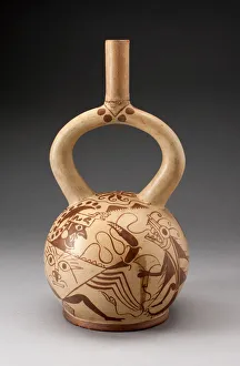 Crab Prints: Stirrup Vessel Depicting an Anthropomorphic Crab and Abstract Fish, 100 B. C. / A. D. 500