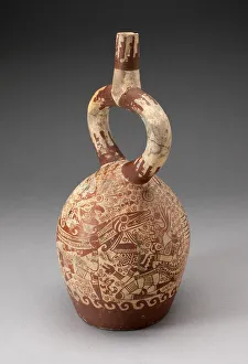 Stirrup Vessel with Fineline Painting Depicting Warriors in an Aquatic Scene, 100 B. C. / A