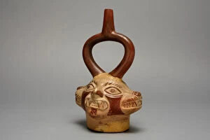 Andean Gallery: Stirrup Vessel in the Form of Multi-Headed Feline Being, A.D. 250 / 500. Creator: Unknown