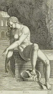 Water Nymph Prints: Stix, 1587. Creator: Philip Galle