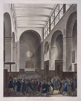 Stock Market Prints: Stock Exchange, Bartholomew Lane, London, 1809. Artist: Joseph Constantine Stadler