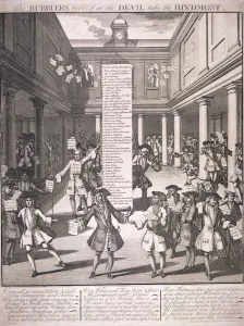 South Sea Company Gallery: Stock Exchange, London, 1720. Artist: James Cole