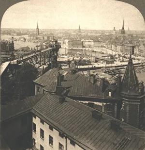 Stereoscope Card Gallery: Stockholm Streets from the Moseback, Sweden, 1905. Creator: Works and Sun Sculpture Studios