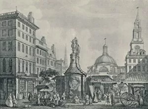 Londoners Then And Now Collection: The Stocks Market, 1738, (1920). Artist: Henry Fletcher