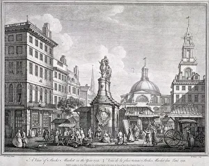 Nicholls Prints: Stocks Market in Poultry, London, c1728. Artist: Sutton Nicholls