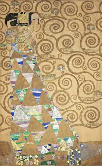 Gustav 1862 1918 Prints: The Stoclet Frieze, Detail: The Expectation, 1905-1909. Creator: Klimt