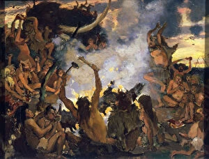Bonfire Gallery: The Stone Age. A Feast, 1883. Artist: Viktor Mihajlovic Vasnecov