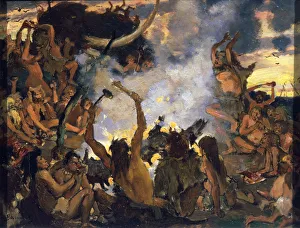 Bonfire Prints: The Stone Age. A Feast, 1883. Artist: Viktor Mihajlovic Vasnecov