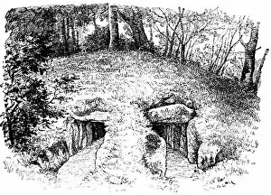 Burial Chamber Collection: Stone Age tumulus containing two chambers, Rodding, Denmark, 1913
