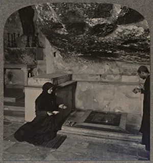 Holy Sepulchure Prints: The Stone of Anointing, Holy Sepulchure Church, Jerusalem, c1900