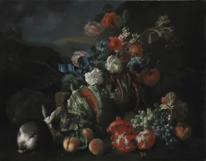 Tamm Franz Werner Prints: Stone Base with Flowers and Fruit, 1673-1724. Creator: Franz Werner von Tamm