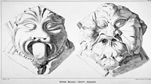 Crypt Gallery: Stone bosses from St Michaels Crypt, Aldgate Street, London, c1830(?)