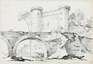 Vien Joseph Marie I Prints: A Stone Bridge and the Fortified Entrance to a Town