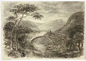 Arched Collection: Stone Bridge in Mountains, c. 1855. Creator: Elizabeth Murray