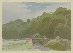 Stone bridge over a river at the edge of the forest, c1864. Creator: Carl Theodor Reiffenstein