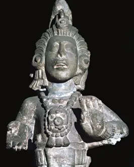 Stylised Prints: Stone bust of the Maize God, Maya, Copan, Honduras, Late Classic period, c600-c800