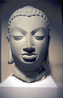 Stone head of Buddha, Gupta, India, 5th century