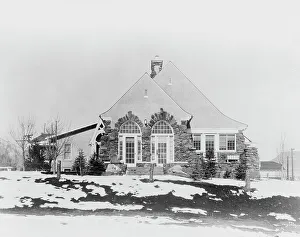 Photographic Prints 1900 1930 Gmgpc Prints: Stone house, with snow on ground, Colorado, between 1903 and 1923. Creator: Unknown