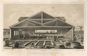 Petersburg Prints: Stone Masons Workshop (From: The Construction of the Saint Isaacs Cathedral)