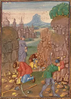 Miners Prints: Stone miners, 1482. Creator: Unknown