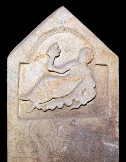 Stone relief showing the British water-goddess Coventina, 2nd century Stone relief showing the British water-goddess Coventina, 2nd century