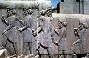 Stone relief showing subjects bringing tribute, South Iran, 6th-5th century BC