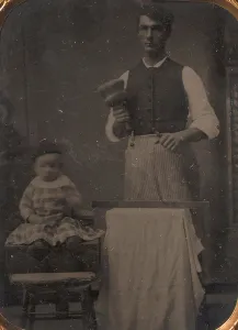 Chisel Prints: Stonecutter with Child, 1860s-70s. Creator: Unknown