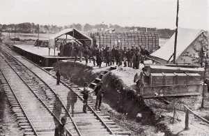 Supplies Gallery: Stonemans Station, Virginia. Commissary Dept. 1861-65. Creator: Unknown