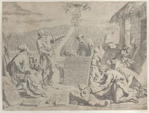 Stonemasons carving the arms of the Bolognese Cardinal Petro Vidono, under his direction... 1663. Creator: Anon