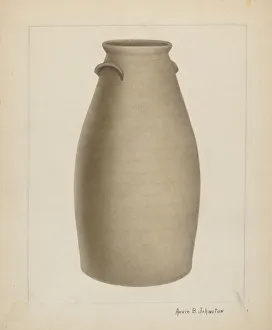 Johnston Annie B Prints: Stoneware Churn, c. 1937. Creator: Annie B Johnston