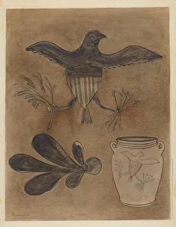 Delasser Yolande Prints: Stoneware Crock, 1935 / 1942. Creator: Yolande Delasser