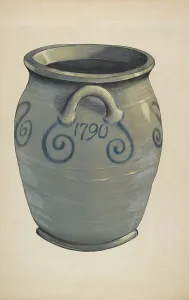 Glazed Pottery Prints: Stoneware Crock, c. 1936. Creator: Carl Weiss