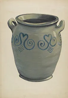 Glazed Pottery Prints: Stoneware Crock, c. 1936. Creator: Carl Weiss