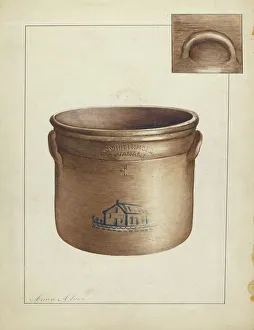 Taupe Prints: Stoneware Crock, c. 1953. Creator: Anna Aloisi