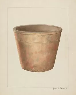 Flower Pot Gallery: Stoneware Flower Pot, c. 1937. Creator: Annie B Johnston