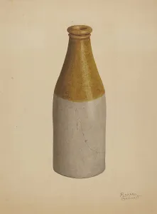 Barnett Richard Prints: Stoneware Ink Bottle or Catsup Bottle, probably 1938. Creator: Richard Barnett