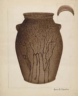 Johnston Annie B Prints: Stoneware Jar, c. 1937. Creator: Annie B Johnston