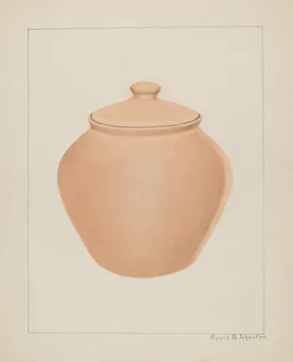 Johnston Annie B Prints: Stoneware Jar, c. 1939. Creator: Annie B Johnston