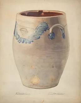 Watercolor On Paper Prints: Stoneware Jug, 1935 / 1942. Creator: Daniel Fletcher