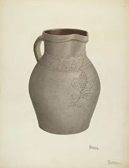 Stoneware Pitcher, c. 1939. Creator: Richard Barnett