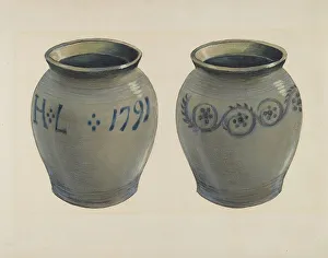 Glazed Pottery Prints: Stoneware Vase, c. 1936. Creator: Carl Weiss
