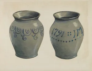 Glazed Pottery Prints: Stoneware Vase, c. 1936. Creator: Carl Weiss