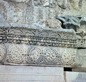 Capernaum Gallery: Stonework decoration in the Temple in Capernaum, 1st century