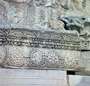 Stonework Prints: Stonework decoration in the Temple in Capernaum, 1st century