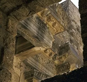 Stonework on the facade of the stage of the theatre in Aspendos, 2nd century