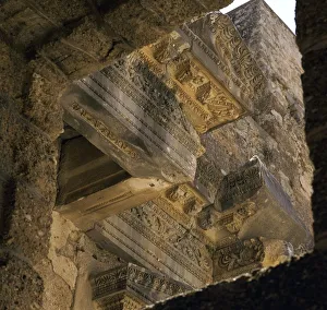 Stonework Prints: Stonework on the facade of the stage of the theatre in Aspendos, 2nd century
