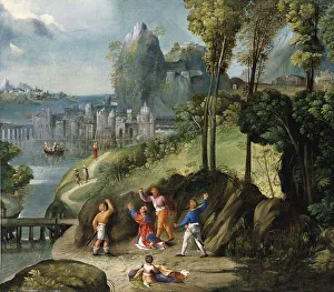 The Stoning of Saint Stephen. Artist: Dossi, Battista (ca 1490-1548) The Stoning of Saint Stephen. Artist: Dossi, Battista (ca 1490-1548)