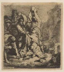 St Stephen Prints: The Stoning of St. Stephen, 1635. Creator: Rembrandt Harmensz van Rijn