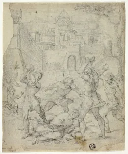 St Stephen Prints: Stoning of Staint Stephen, c.1600. Creator: Unknown